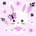 Bunny Kawaii Pink Cute Character Vector Illustration