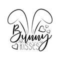Bunny kisses- calligraphy text, with ears and hearts