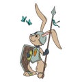 Bunny knight with a lance and shield.