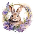 Bunny rabbit background cute animal spring illustration design nature watercolor easter Royalty Free Stock Photo