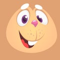 Bunny rabbit cartoon avatar. Vector illustration of happy laughing rabbit face. Design for Easter.