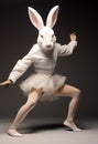 bunny Rabbit dancer in ballet dress, hot body shape, fur, bunny ears, Easter show