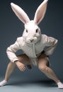 bunny Rabbit dancer in ballet dress, hot body shape, fur, bunny ears, Easter show
