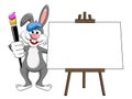 Bunny or rabbit painter brush and palette blank canvas