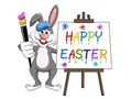 Bunny or rabbit painter brush and palette happy easter canvas is