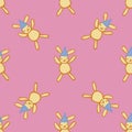 Bunny Rabbit Party Hat Upside Down Seamless Pattern