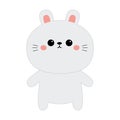 Bunny rabbit standing icon. Round face. Cute cartoon kawaii pet baby animal character. Funny baby. Sticker print. Love greeting