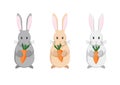 Bunny rabbits with carrots.