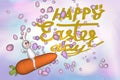 Bunny Racing Carrot with easter egg background , Concept  : HAPPY EASTERDAY Royalty Free Stock Photo