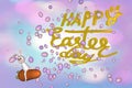 Bunny Racing Carrot with easter egg background , Concept  : HAPPY EASTERDAY Royalty Free Stock Photo