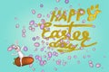 Bunny Racing Carrot with easter egg background , Concept  : HAPPY EASTERDAY Royalty Free Stock Photo