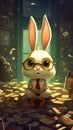 bunny is a secretary holding money generative AI