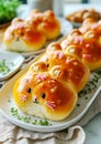 Bunny-Shaped Easter Buns on Plate. Easter baking