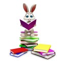 Bunny sitting on pile of books Royalty Free Stock Photo