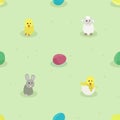 Bunny, small chicken, sheep and Easter eggs