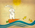 Bunny surfing on a carrot