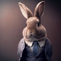 Bunny with a tie, dressed as a businessman. Generative AI