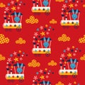 Bunny train kids seamless pattern