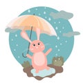 bunny under rain Royalty Free Stock Photo