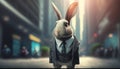 Bunny wearing business. Generative AI. Royalty Free Stock Photo