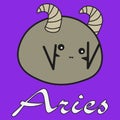 Bunny zodiac sign Aries in a cartoon style