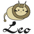 Bunny zodiac sign Leo in cartoon style