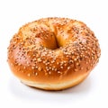 Sesame Seed Bagel On White Background