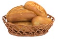 Buns in the bread basket on white background Royalty Free Stock Photo