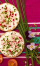 Buns with cottage cheese and fresh radish