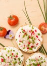 Buns with cottage cheese and fresh radish