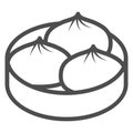 Buns Nikuman line icon, asian food concept, steam meat buns vector sign on white background, outline style icon for