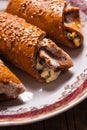 Buns with sesame in plate Royalty Free Stock Photo