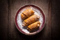 Buns with sesame in plate Royalty Free Stock Photo