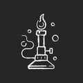 Bunsen burner chalk white icon on black background