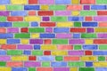 Wall of colorful bricks