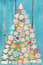 Bunte PlÃÂ¤tzchen oder Kekse formen ein Weihnachtsbaum oder Tannenbaum, Weihnachten Royalty Free Stock Photo