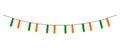 Bunting decoration in colors of Ireland flag. Garland, pennants on a rope for party, carnival, festival, celebration. For National