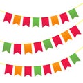 Bunting flags for happy birthday or holidays flat style design gradient version isolated on white background vector illustration Royalty Free Stock Photo