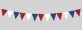 Netherlands bunting garland, string of triangular flags for outdoor party, Dutch National holiday, panoramic vector