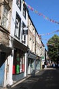 Bunting and shop fronts, New Street, Lancaster