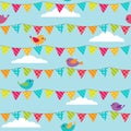 Bunting with sitting birds
