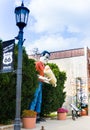 Bunyon statue Muffler man holding giant hotdog in Atlanta, Illinois, USA, Route 66 Royalty Free Stock Photo