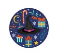 Buona Befana mean happy Epiphany Christmas Tradition in Italy Witch hat and Christmas accessories template for your