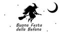 Buona Festa della Befana with flying witch