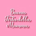 Buona festa della Mamma calligraphy hand lettering on pink background. Happy Mothers Day in Italian. Vector template for