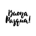 Buona Pasqua - Italian Happy Easter hand drawn lettering calligraphy phrase isolated on white background. Fun brush ink