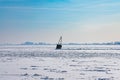 A Buoy in a Frozen Lake Michigan in Chicago after a Polar Vortex Royalty Free Stock Photo