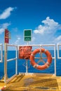 Buoy with life line and ESD emergency shutdown station at the escape way