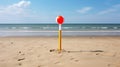 Buoy marks safe swimming zone on beach.AI Generated Royalty Free Stock Photo