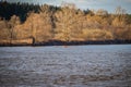 Buoy on a navigable river, warning of danger to ships Royalty Free Stock Photo